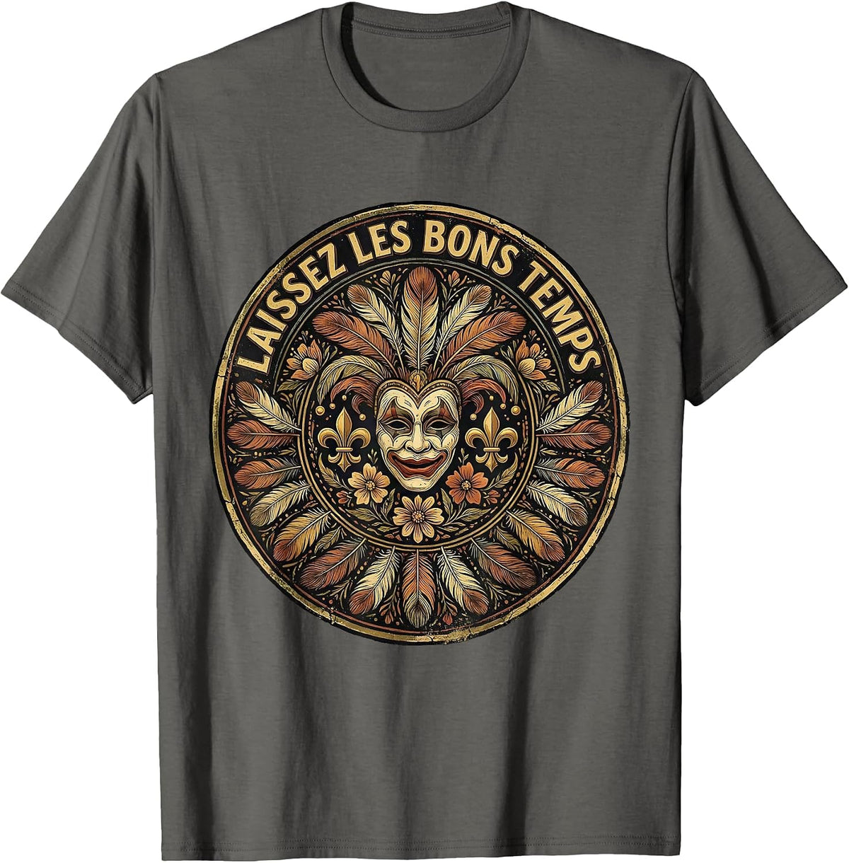 Laissez Les Bons Temps Mardi Gras Celebration T-Shirt - Asphalt Grey