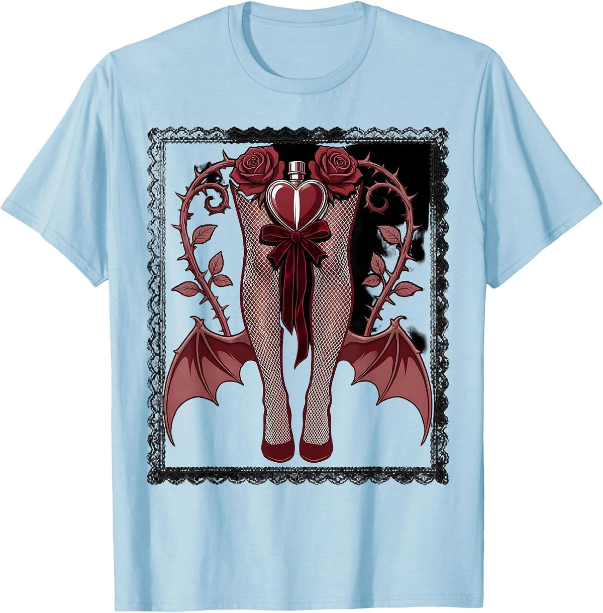 Men's Showgirl Chorus Line Fishnet Stockings Graphic T-Shirt - Baby Blue