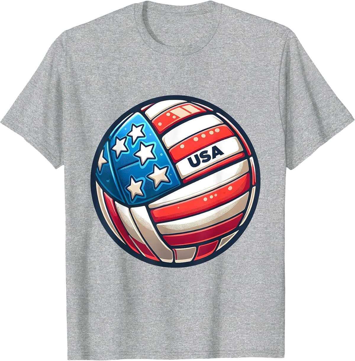 Volleyball Support Team Flag USA Beach American T-Shirt - Heather Grey