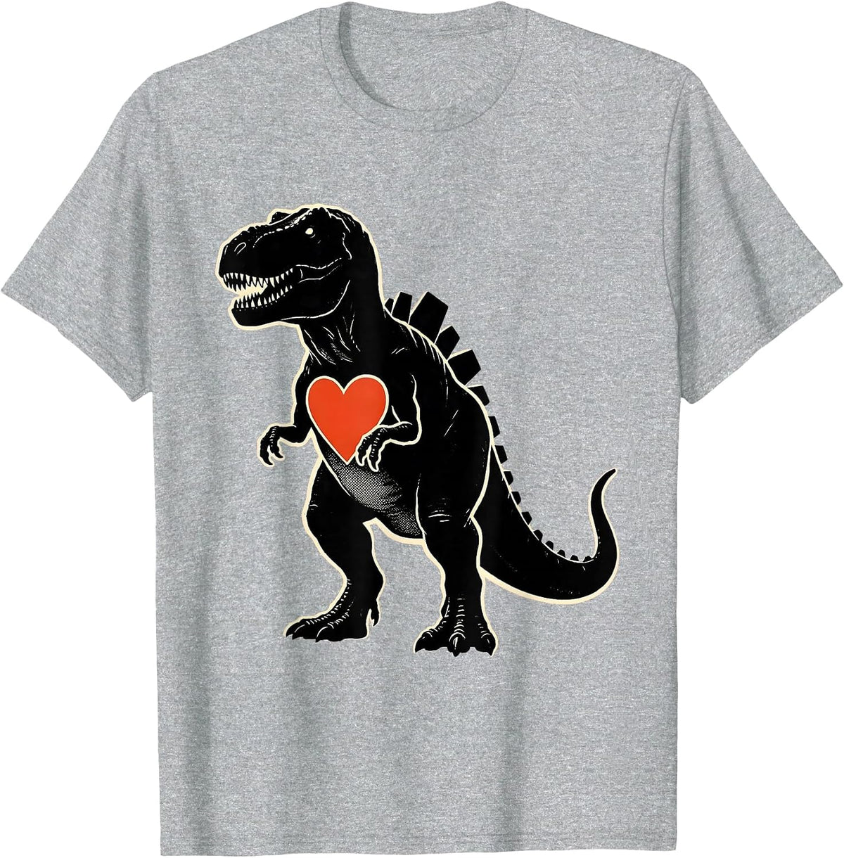 Men's T-Rex Heart Dinosaur Funny Toddler Boys Valentines Day T-Shirt - Heather Grey