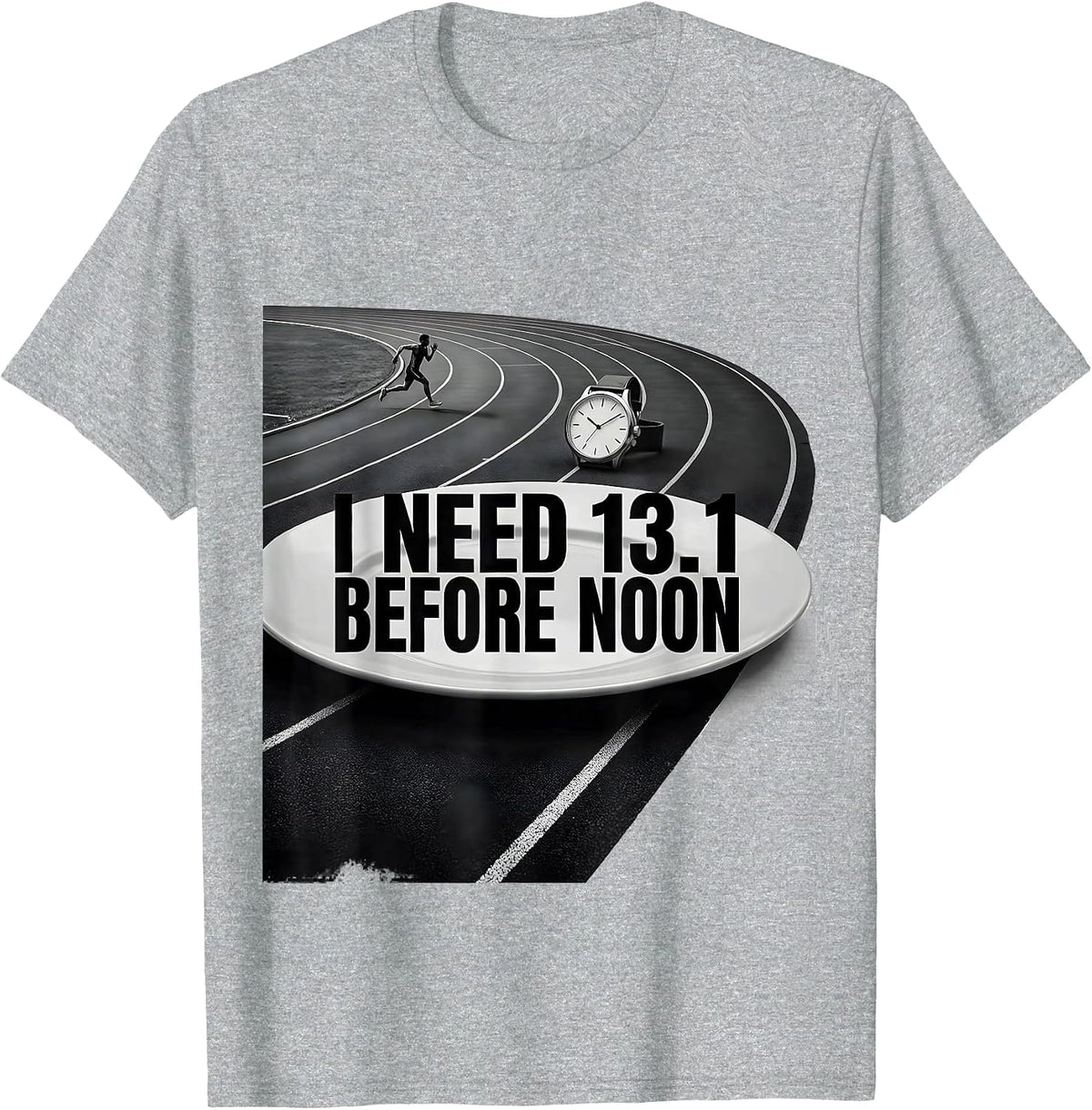 Men's I Need 13.1 Before Noon Funny Runner Marathon Coach Gift T-Shirt - Heather Grey