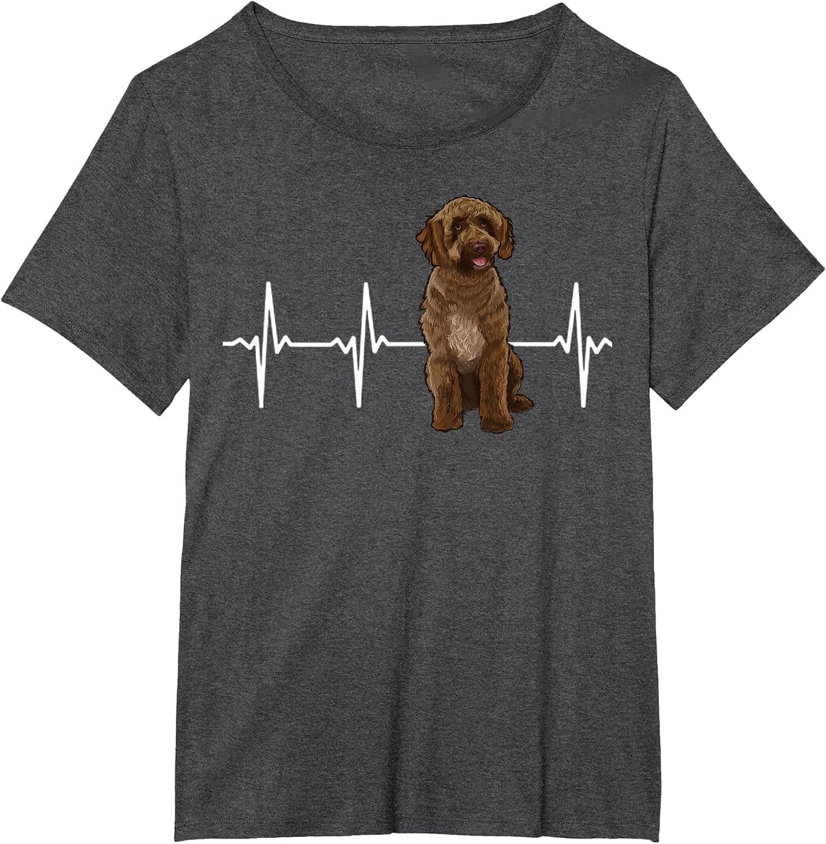 Spanish Water Dog Heartbeat Dog Lover T-Shirt - Dark Heather Grey