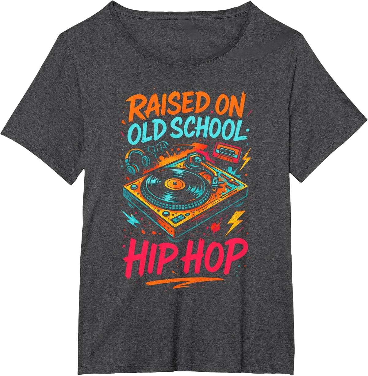 Raised On Old School Hip Hop - Hiphop Rapper T-Shirt - Dark Heather Grey