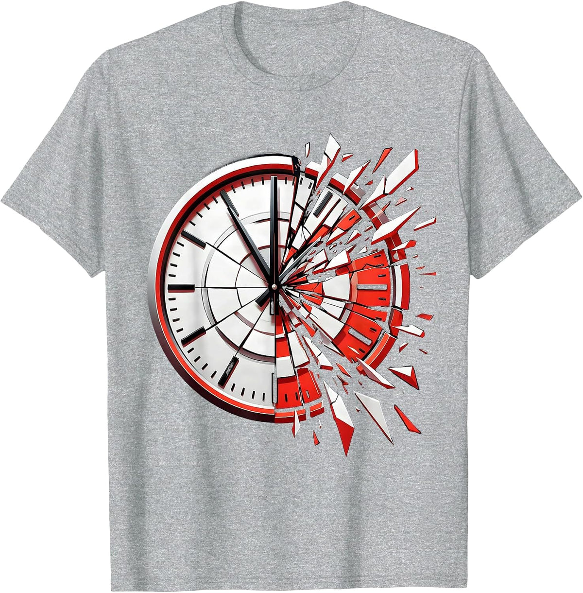 Men's Frozen at Midnight Clock Graphic Design T-Shirt - Heather Grey