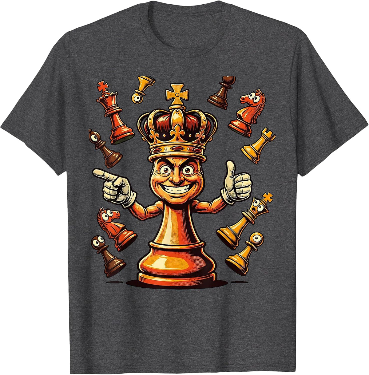 Men's Chaos Coordinator Chess King Graphic T-Shirt - Dark Heather Grey