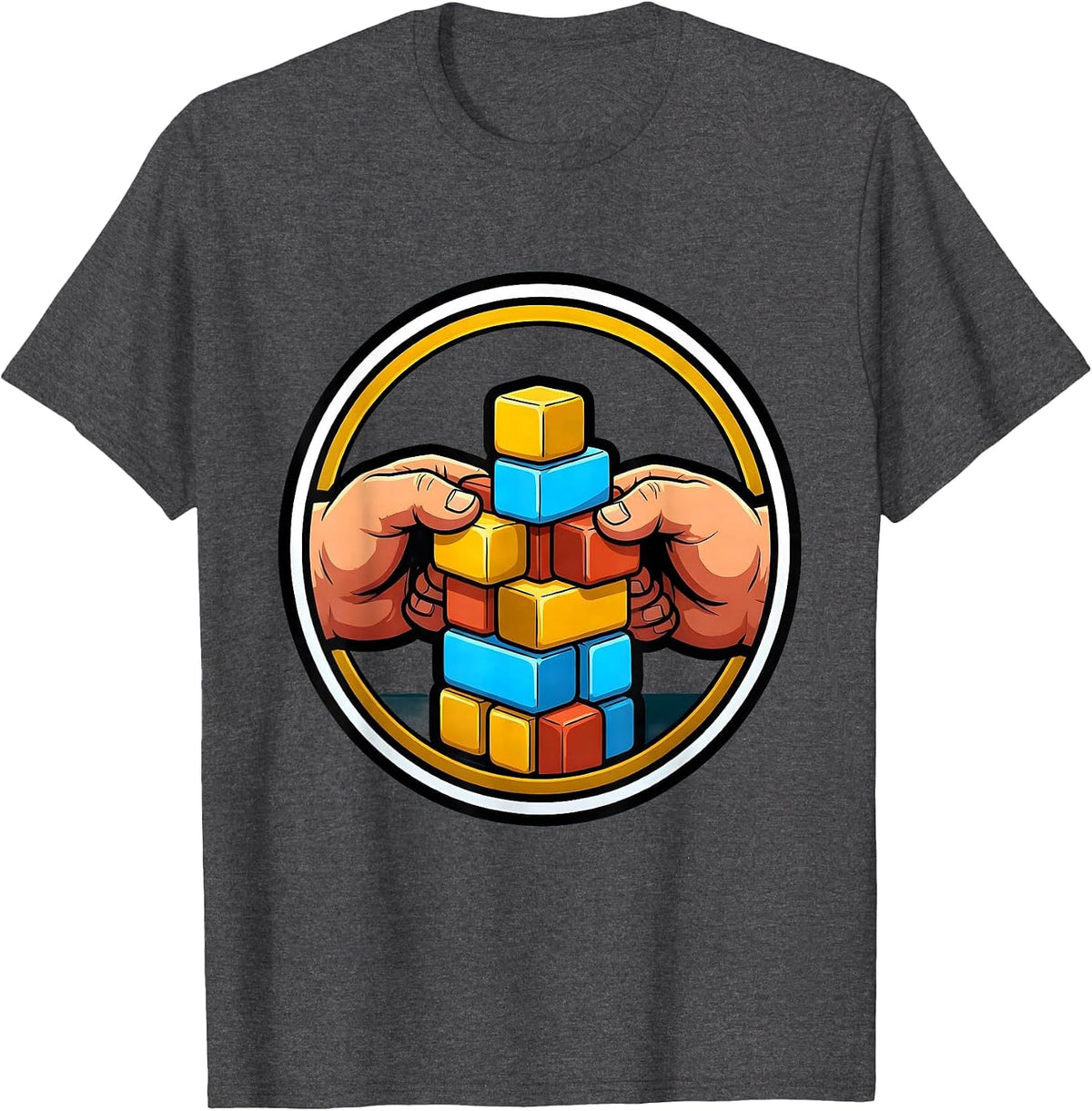 Paraprofessional Hands Building Blocks Together T-Shirt - Dark Heather Grey