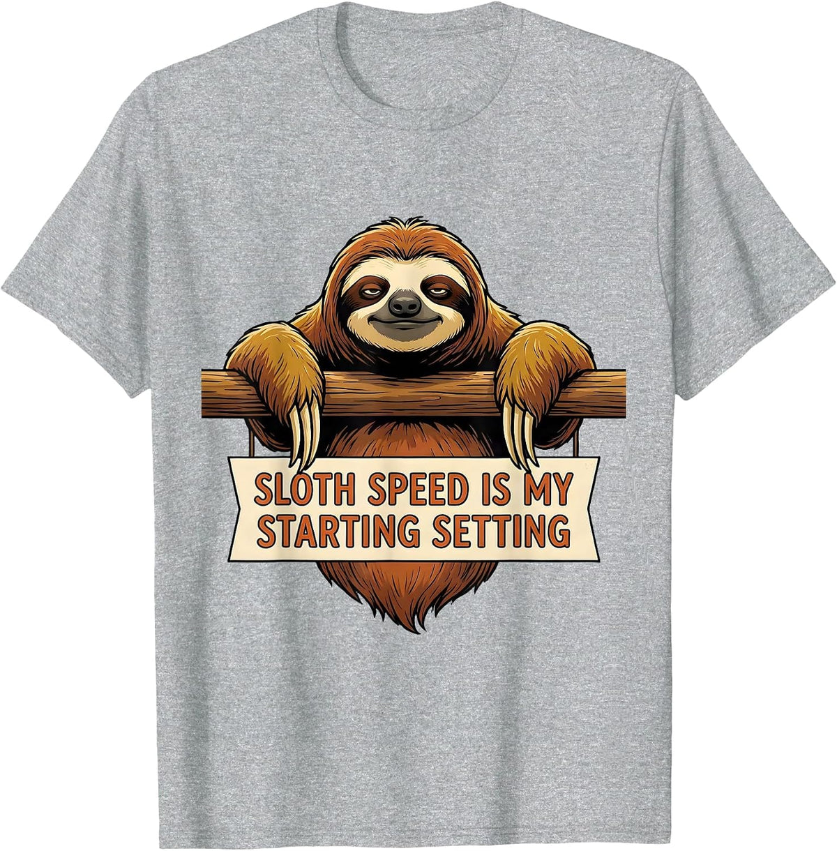 Men's Sloth Speed Is My Starting Setting Funny Sloth Lover Humor T-Shirt - Heather Grey
