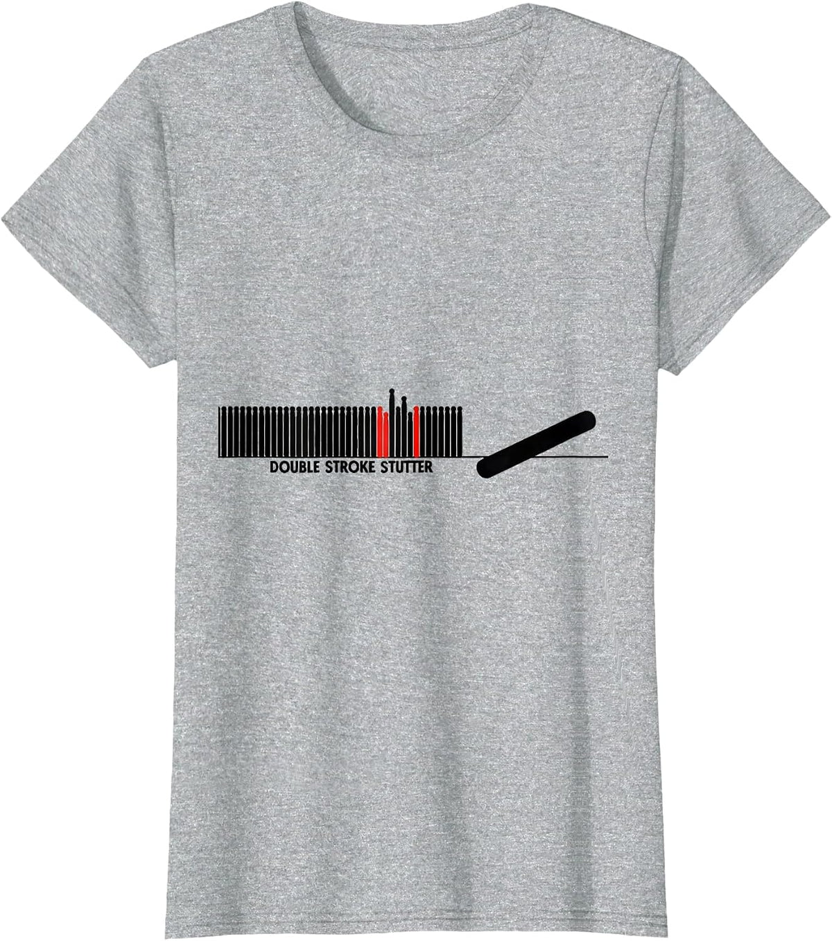 Double Stroke Stutter Funny Drummer Humor Drumline T-Shirt - Heather Grey