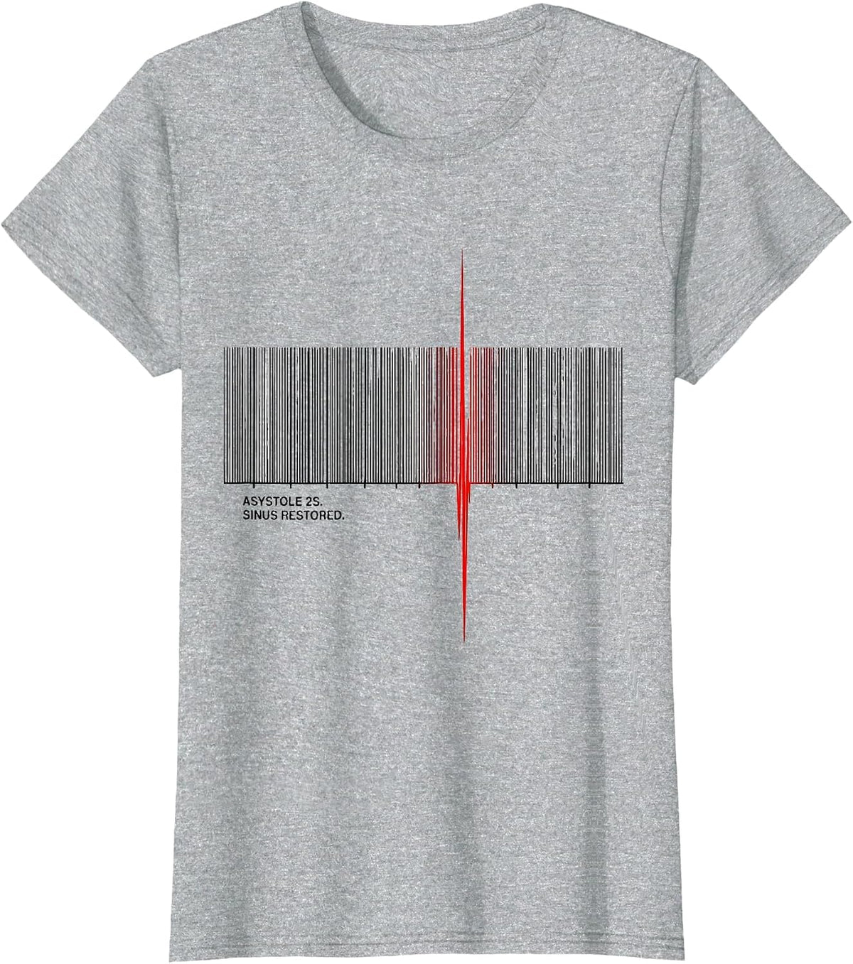 ASYSTOLE 2S Sinus Restored Funny Cardiology Nurse Cardiac T-Shirt - Heather Grey