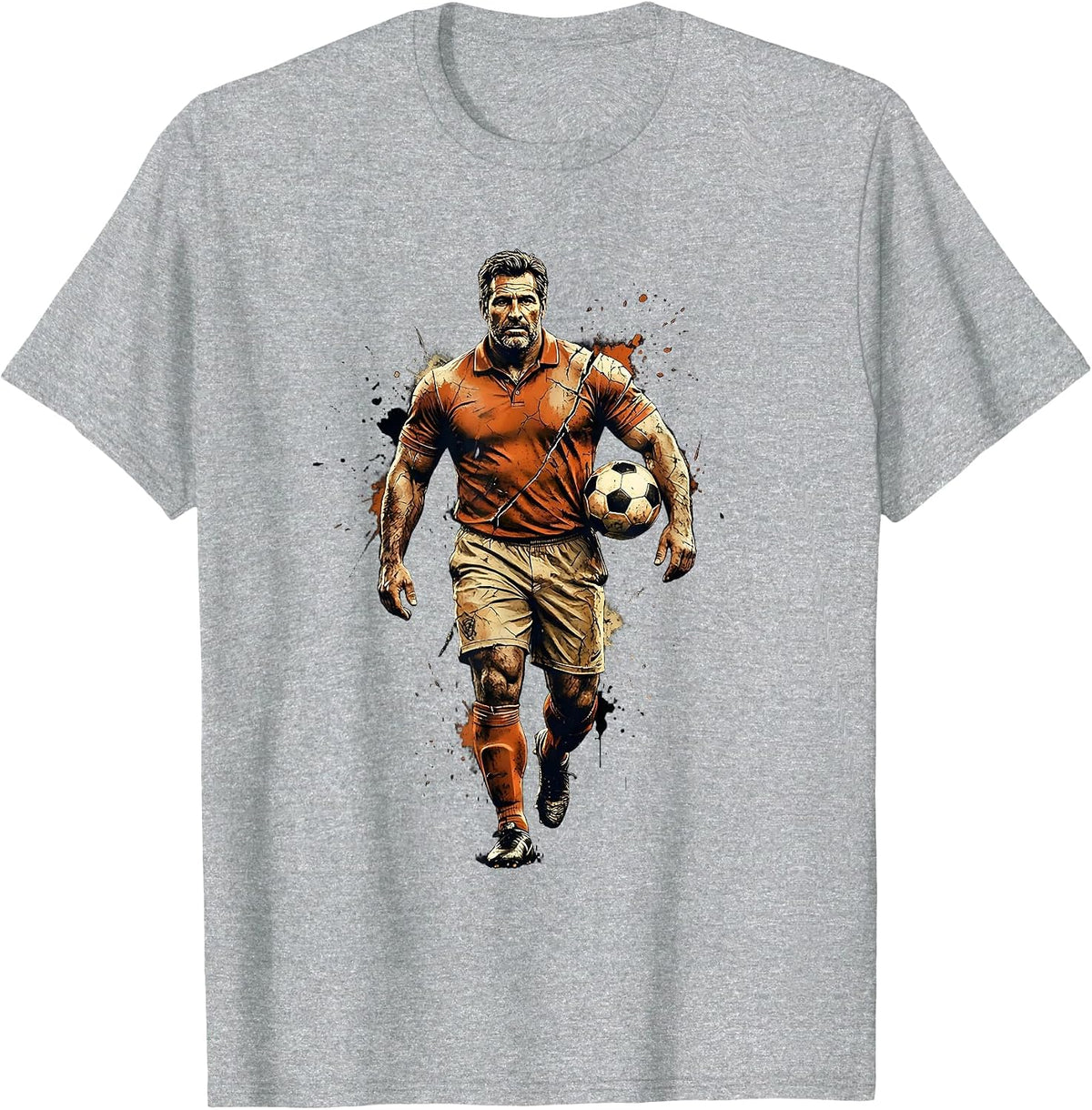 Men's Soccer Dad Carrying Ball Graphic Illustration T-Shirt - Heather Grey