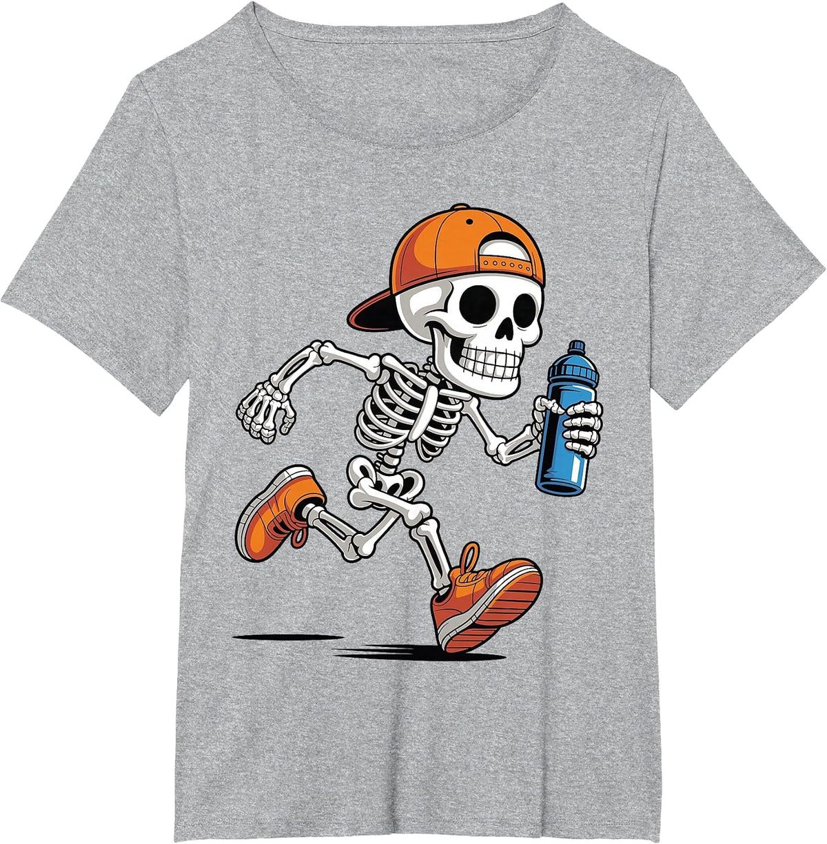 Funny Skeleton Marathon Halloween Running Candy Collector T-Shirt - Heather Grey