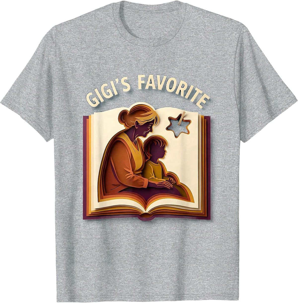 Men's Gigi's Favorite Paper Cutout Grandmother Grandchild Family T-Shirt - Heather Grey