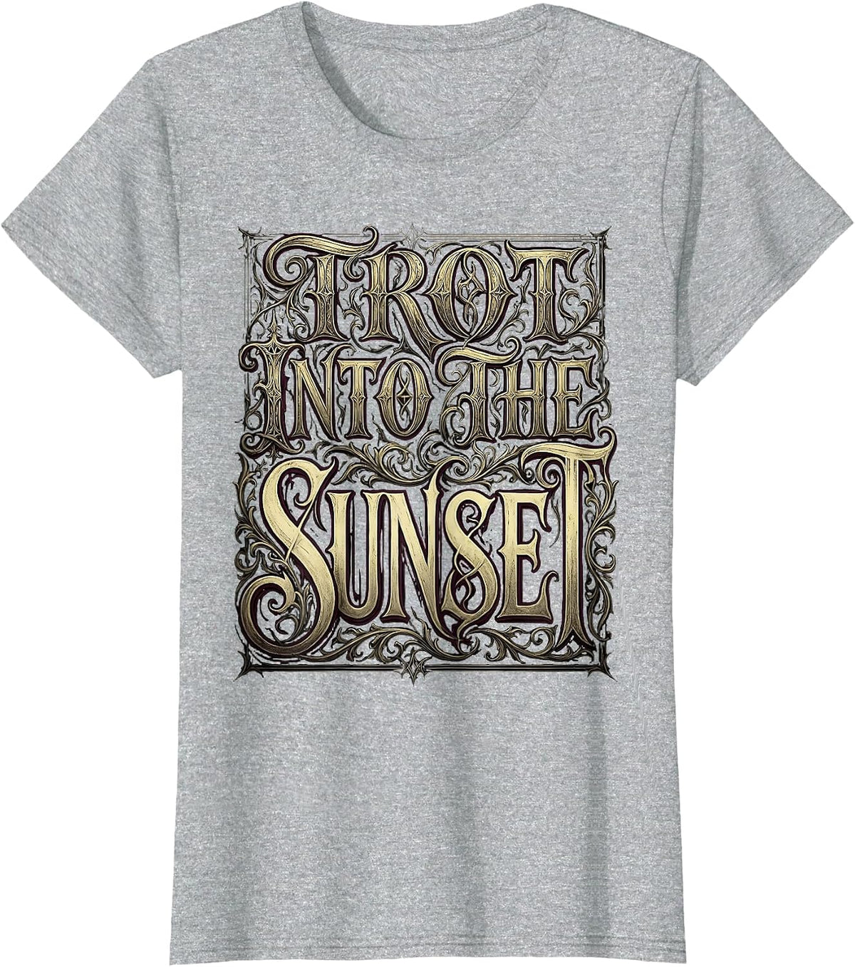 Trot Into the Sunset Equestrian Design T-Shirt - Heather Grey