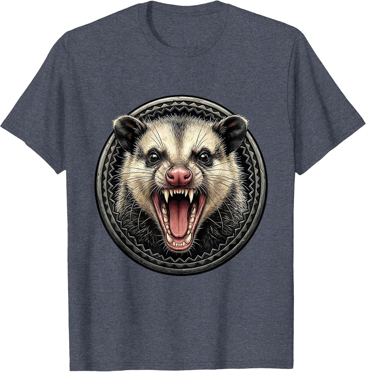 Hissing Opossum Wild Animal Graphic Tee T-Shirt - Heather Blue