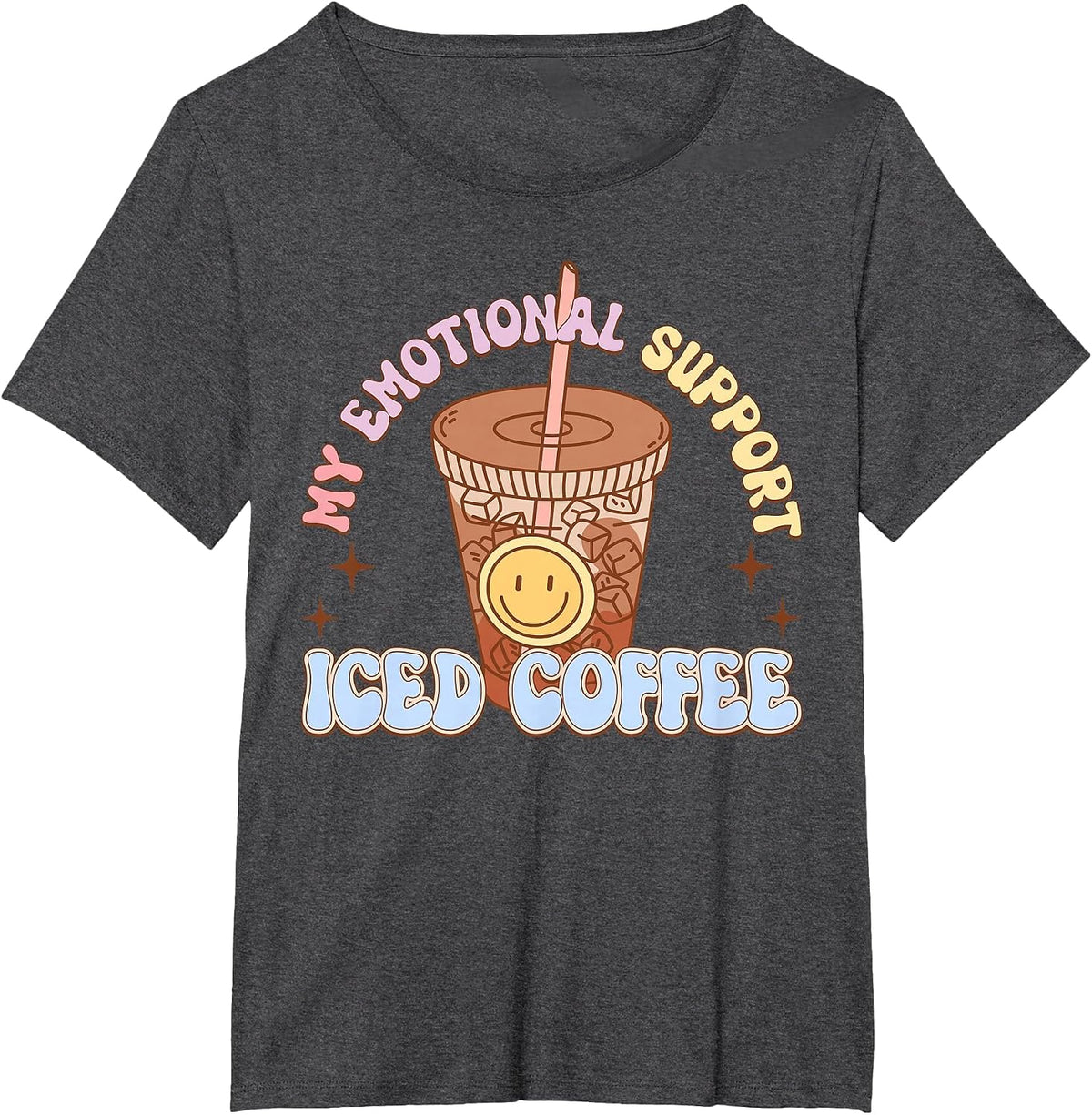 My Emotional Support Iced Coffee Mental Health Matters T-Shirt - Dark Heather Grey
