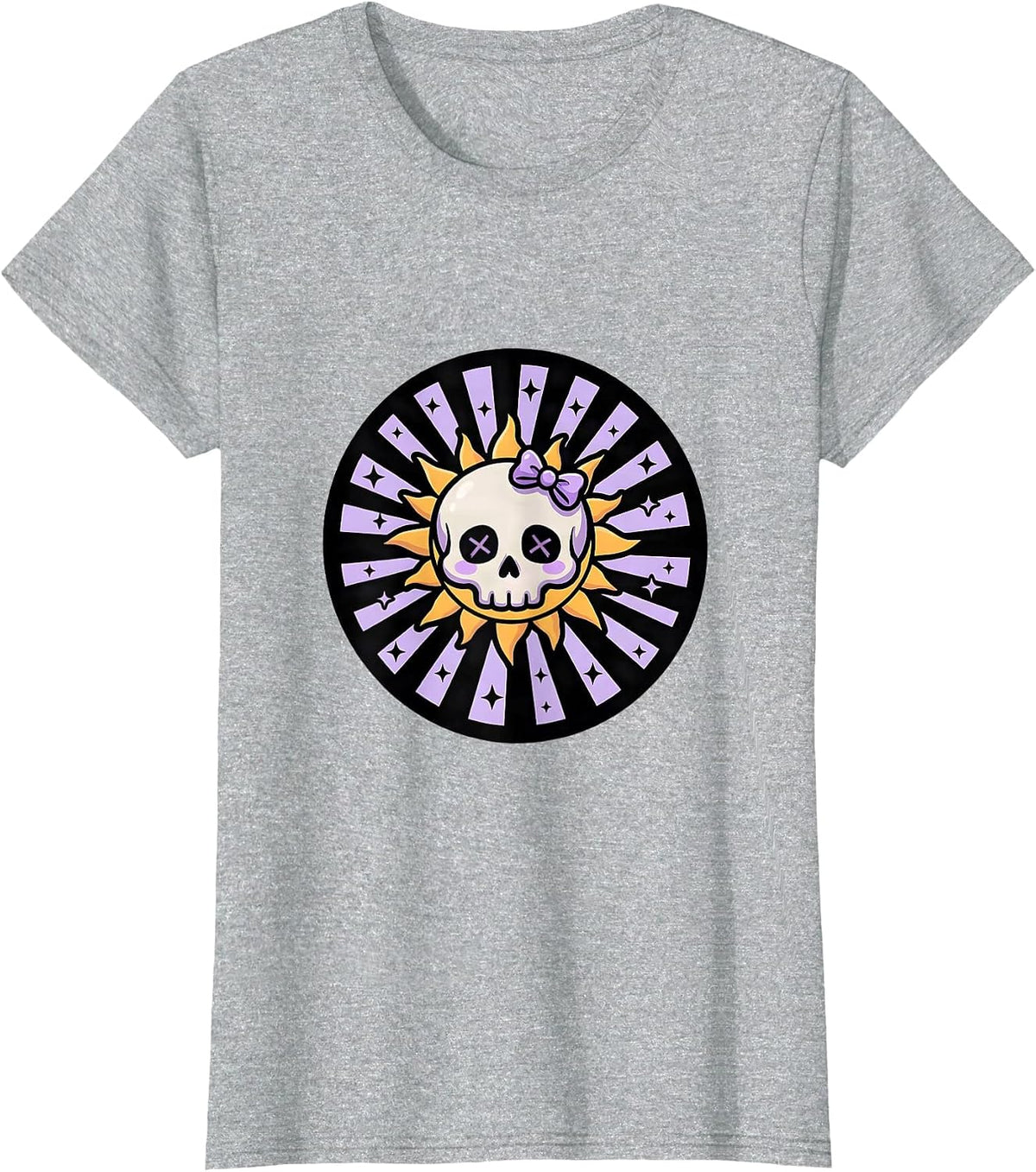 A Little Ray of Pitch Black Skull Sunray T-Shirt - Heather Grey