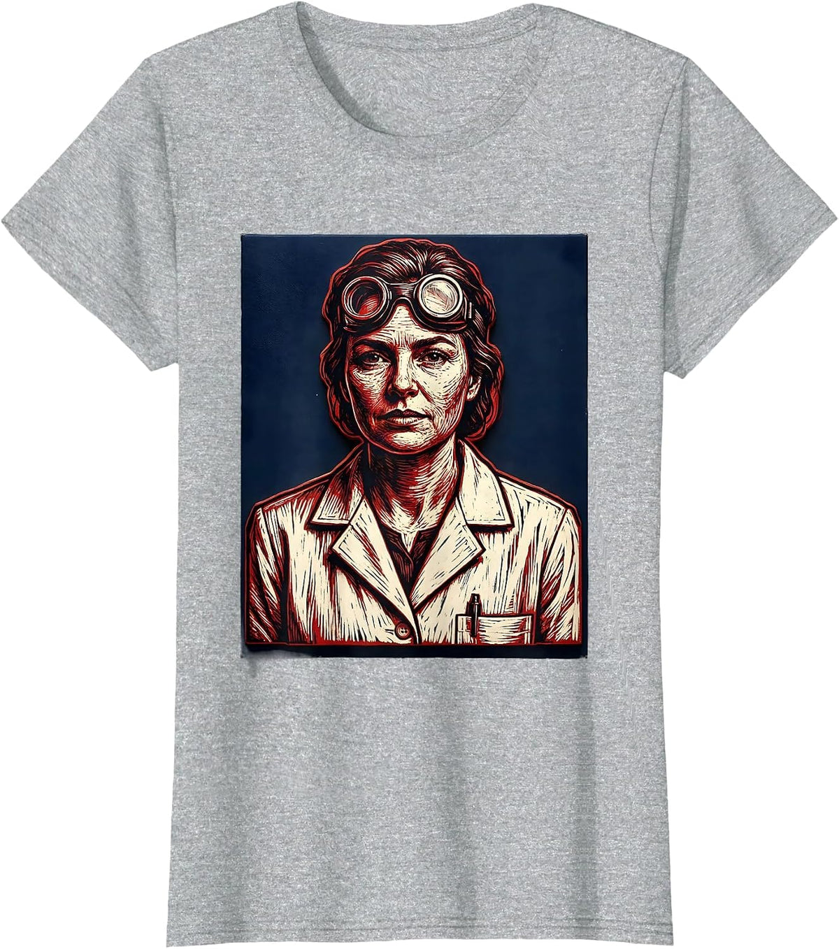 Labor Day Lab Coat Scientist Illustration T-Shirt, Women, Heather Grey, X-Small - As Pictured