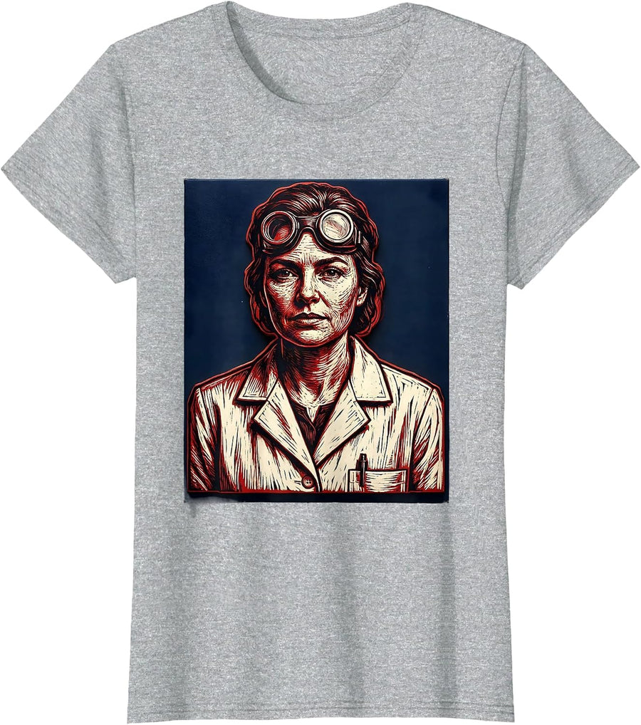 Labor Day Lab Coat Scientist Illustration T-Shirt, Women, Heather Grey, X-Small - As Pictured