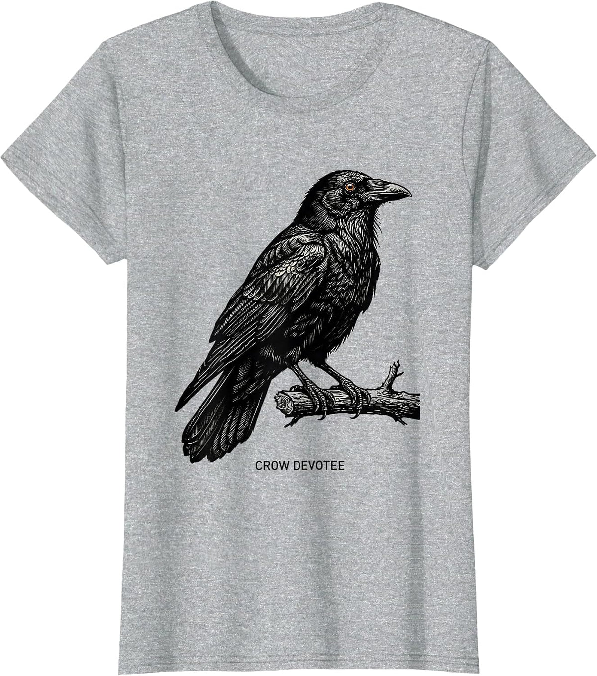 Crow Devotee Gothic Nature Bird Enthusiast Dark Humor T-Shirt - Heather Grey