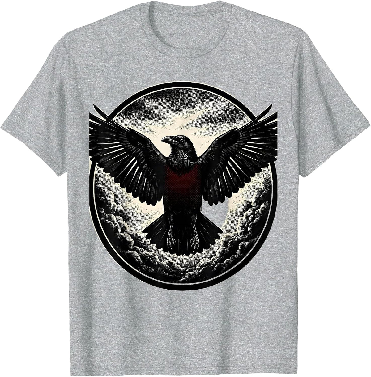 Men's Crow Worm's Eye View Storm Clouds Art T-Shirt - Heather Grey