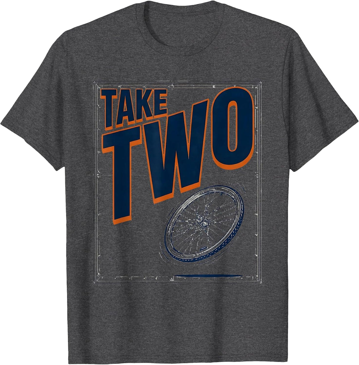 Men's Take Two Funny Bicycle Own Stunts Clumsy Injury Humor T-Shirt - Dark Heather Grey