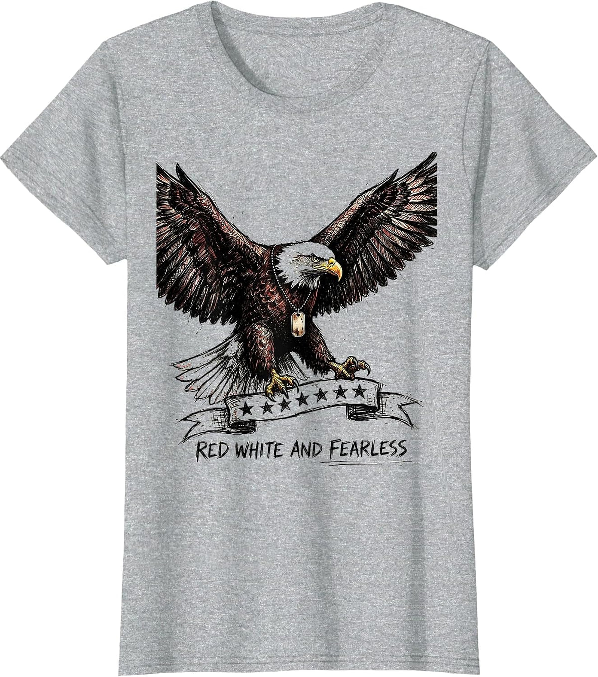 Red White and Fearless Memorial Day Men's Design T-Shirt - Heather Grey