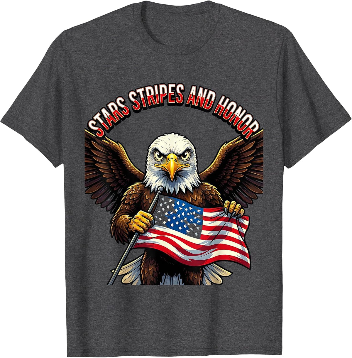 Stars Stripes and Honor Memorial Day Design T-Shirt - Dark Heather Grey