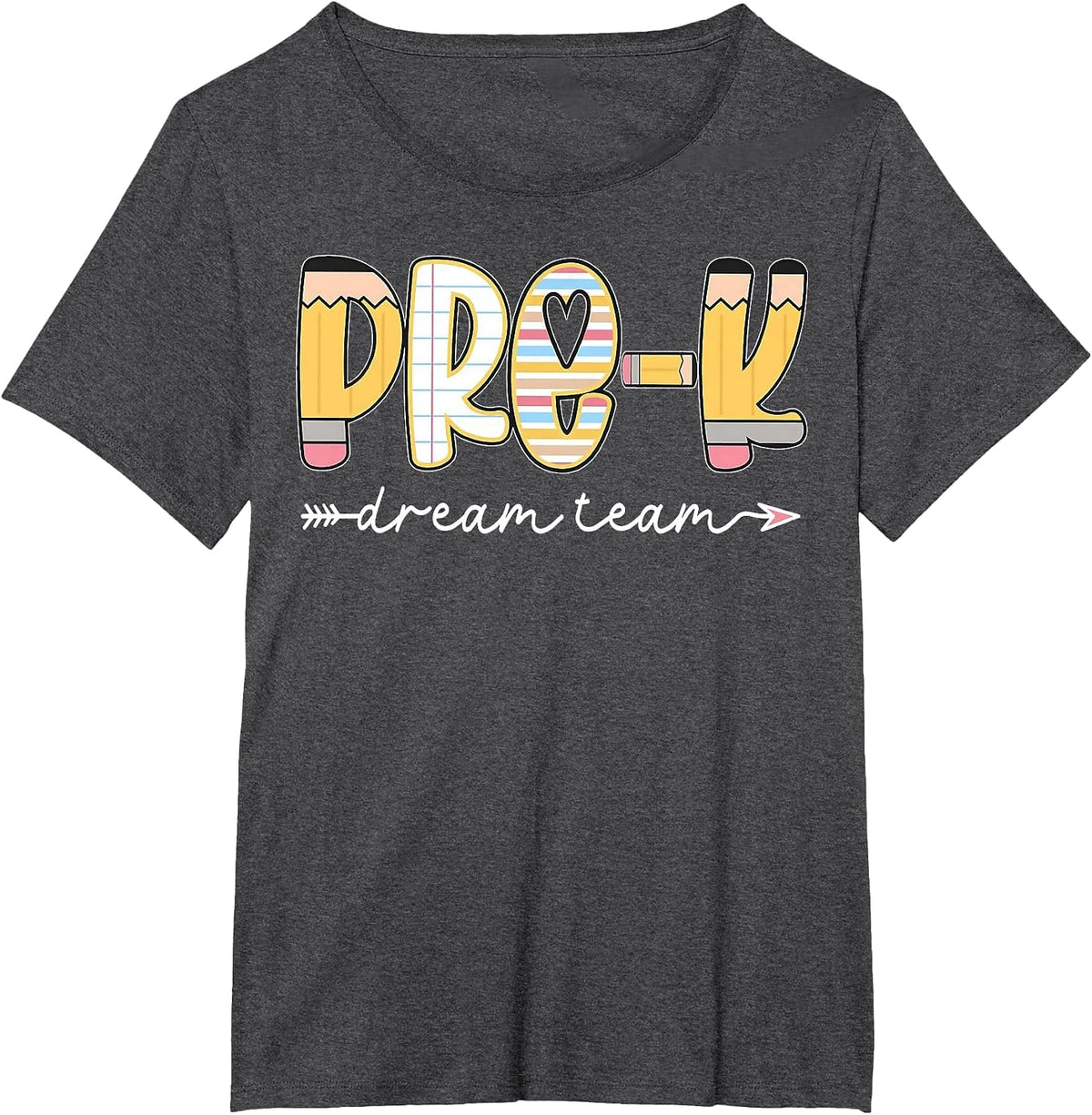 Pre-K Dream Team Back to School Preschool Teacher Kids T-Shirt - Dark Heather Grey