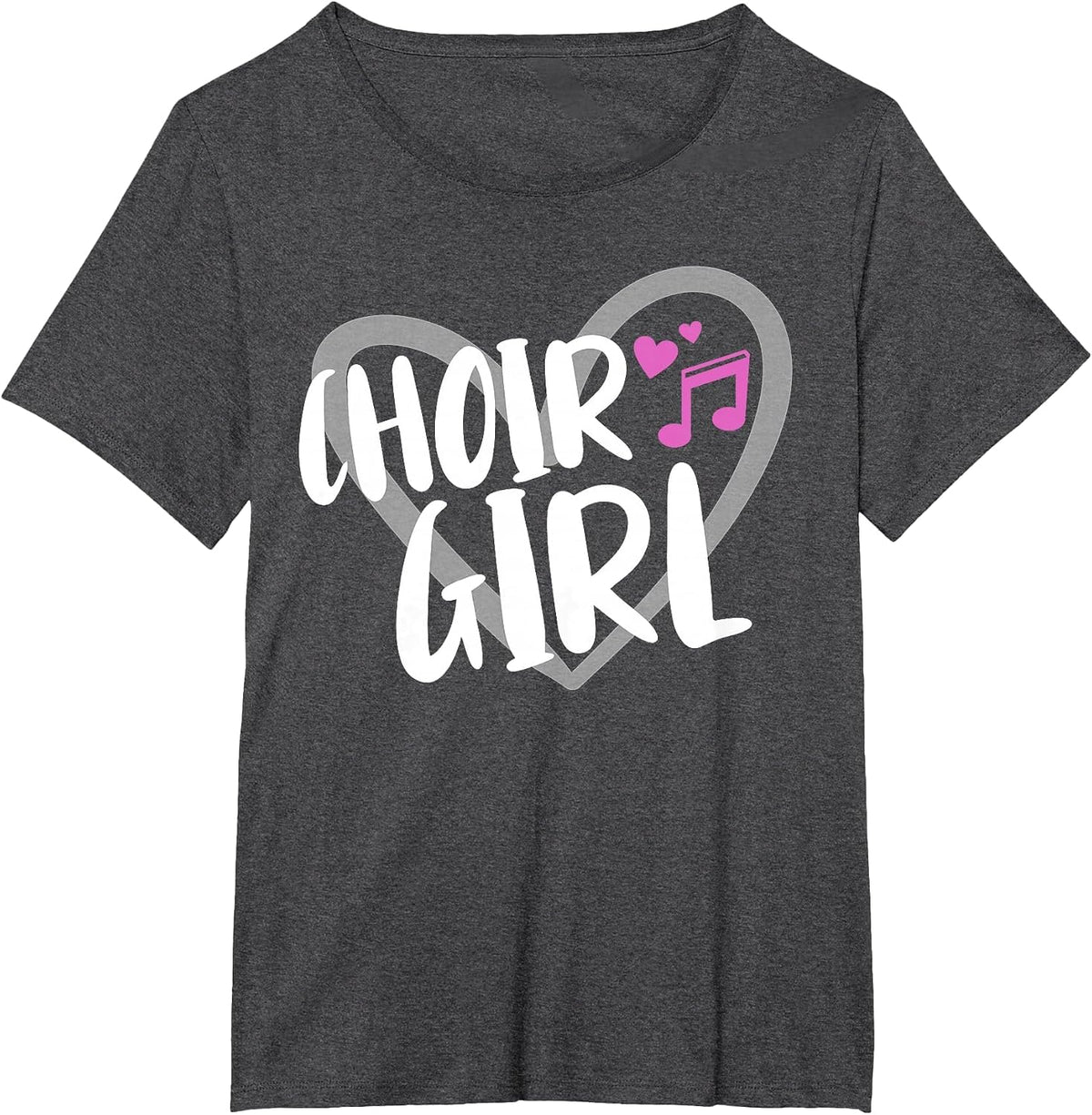 Choir Girl Heart Singing T-Shirt - Dark Heather Grey