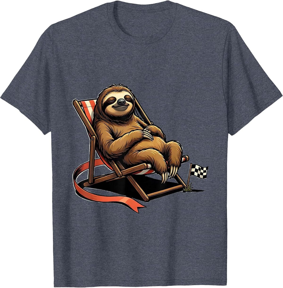 Calm Sloth Lounging Funny Animal Lover Humor T-Shirt, Men, Heather Blue, Medium - As Pictured
