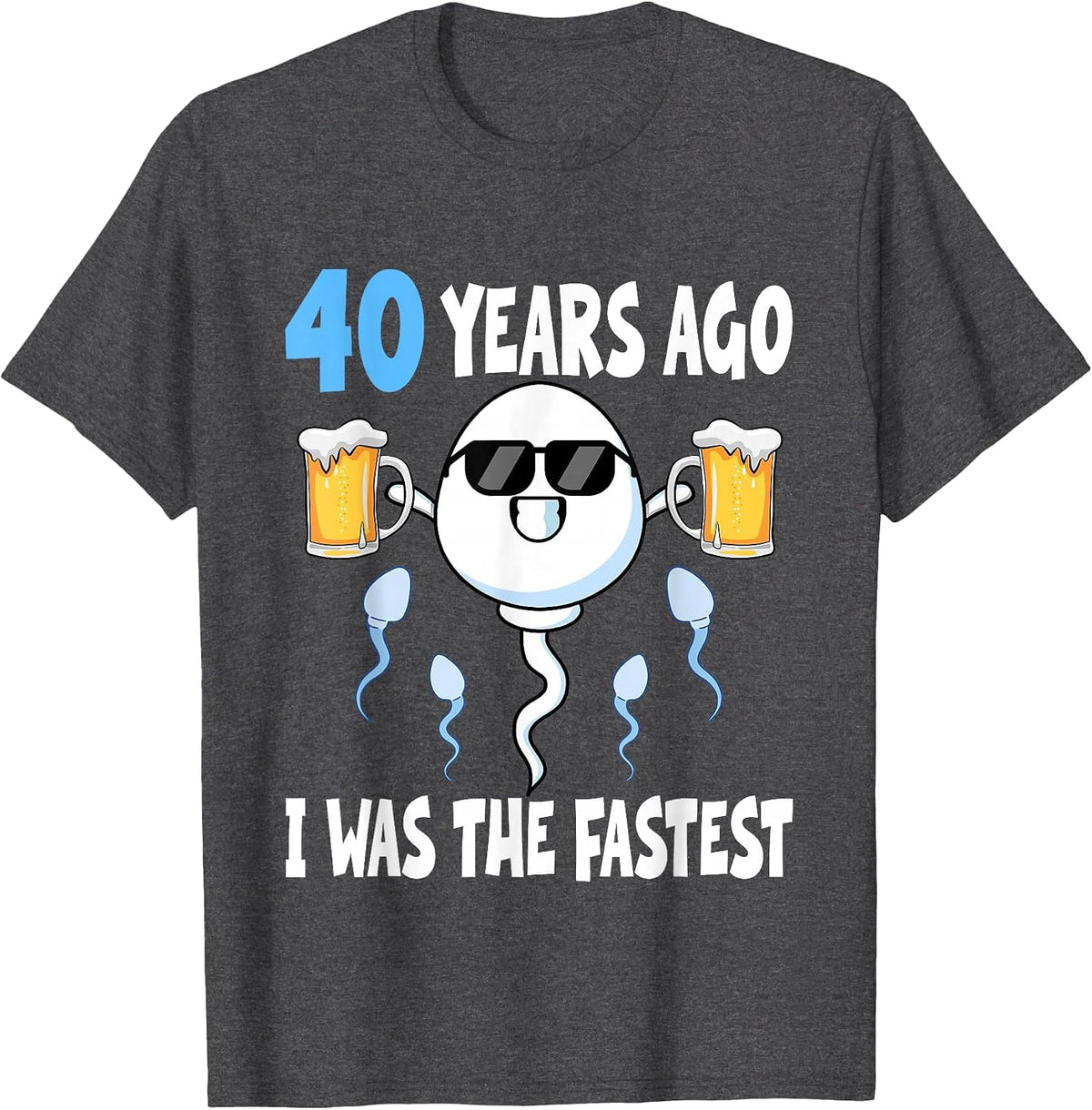 40 Years Ago I was The Fastest - Birthday Decorations Party T-Shirt - Dark Heather Grey