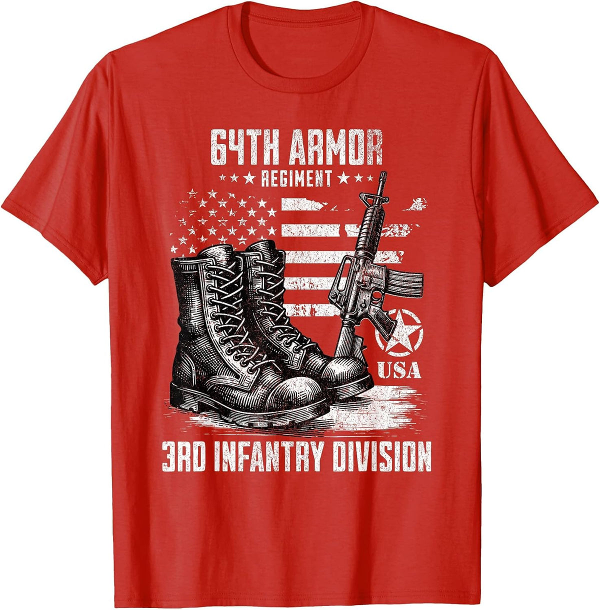 64th Armor Regiment 3rd Infantry Division Military Veteran T-Shirt - Red