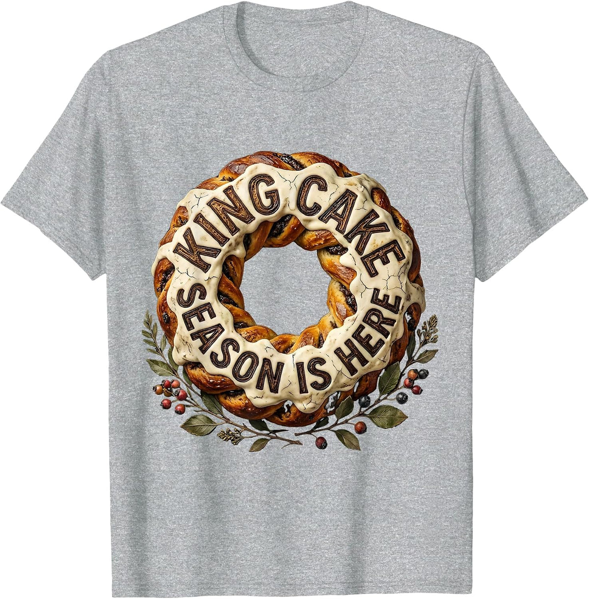 Men's King Cake Season Is Here Mardi Gras Design T-Shirt - Heather Grey