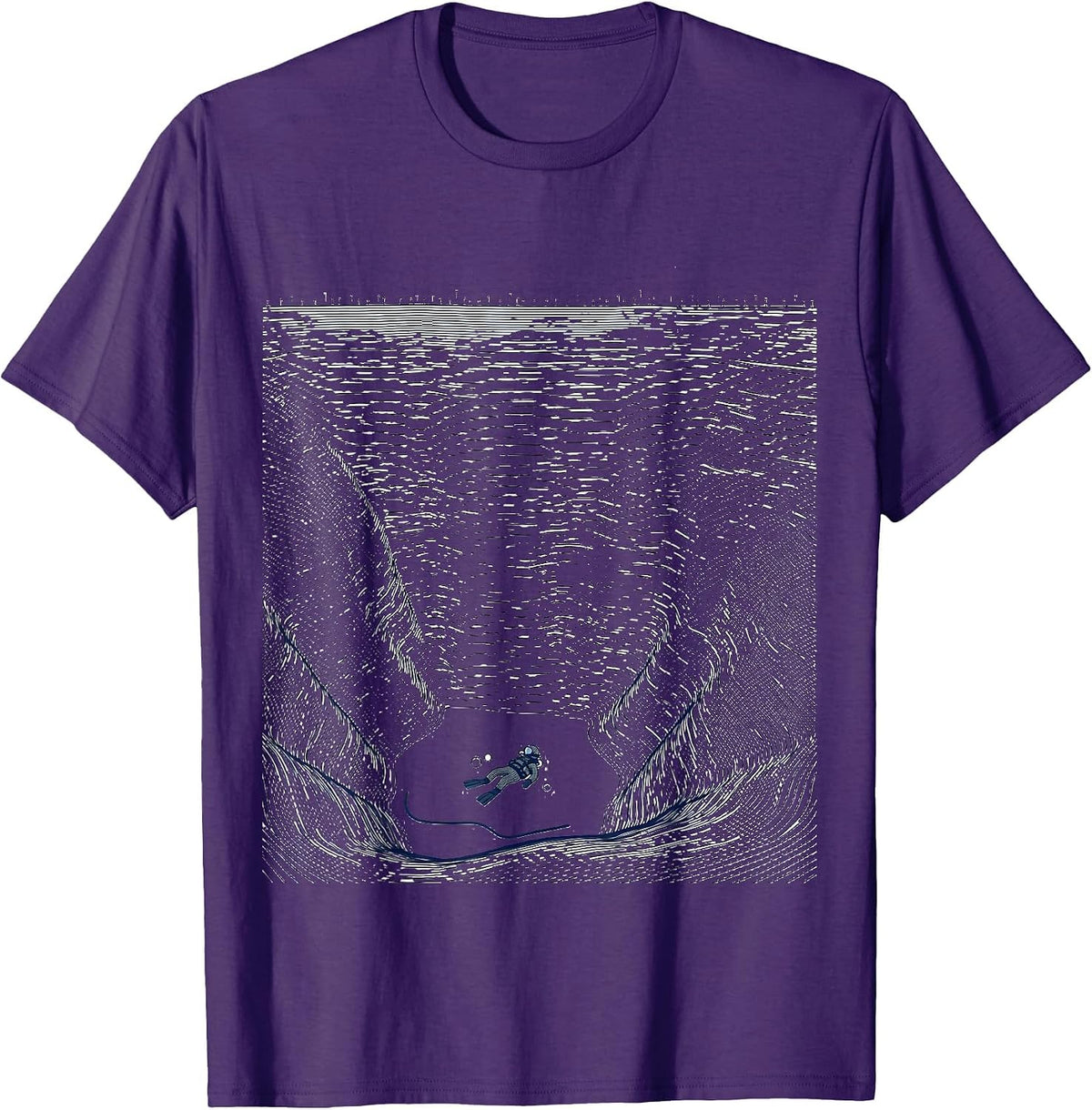 Men's Topographic Contour Scuba Diver Gift Adventure Humor T-Shirt - Purple