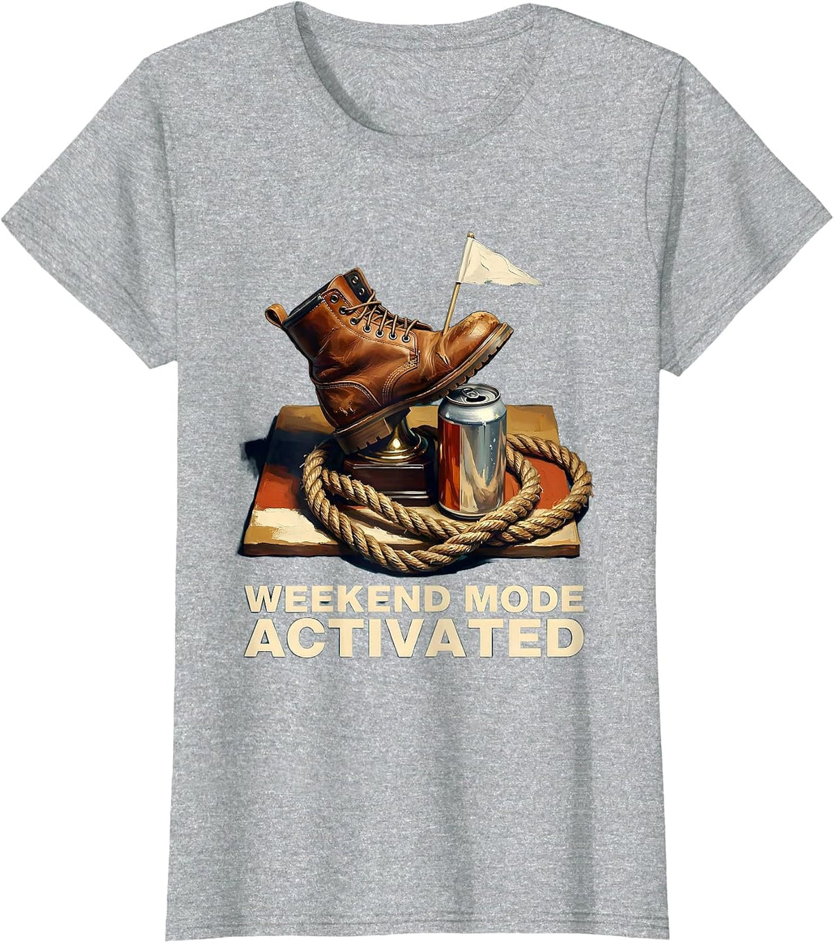 Weekend Mode Activated Labor Day Graphic T-Shirt, Women, Heather Grey, Small - As Pictured