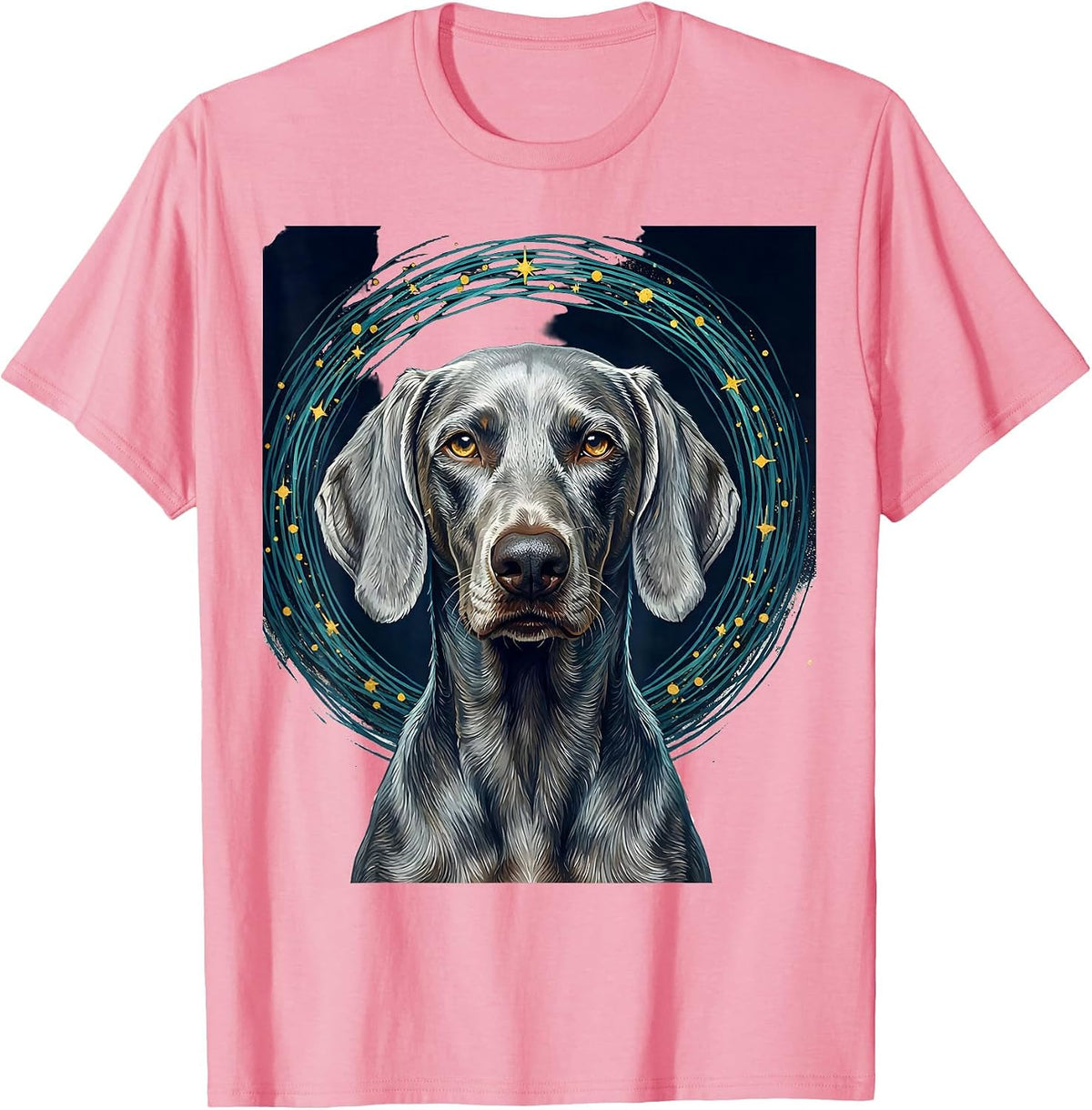 Men's Weimaraner Van Gogh Starry Night Portrait Dog Lover Art T-Shirt - Pink