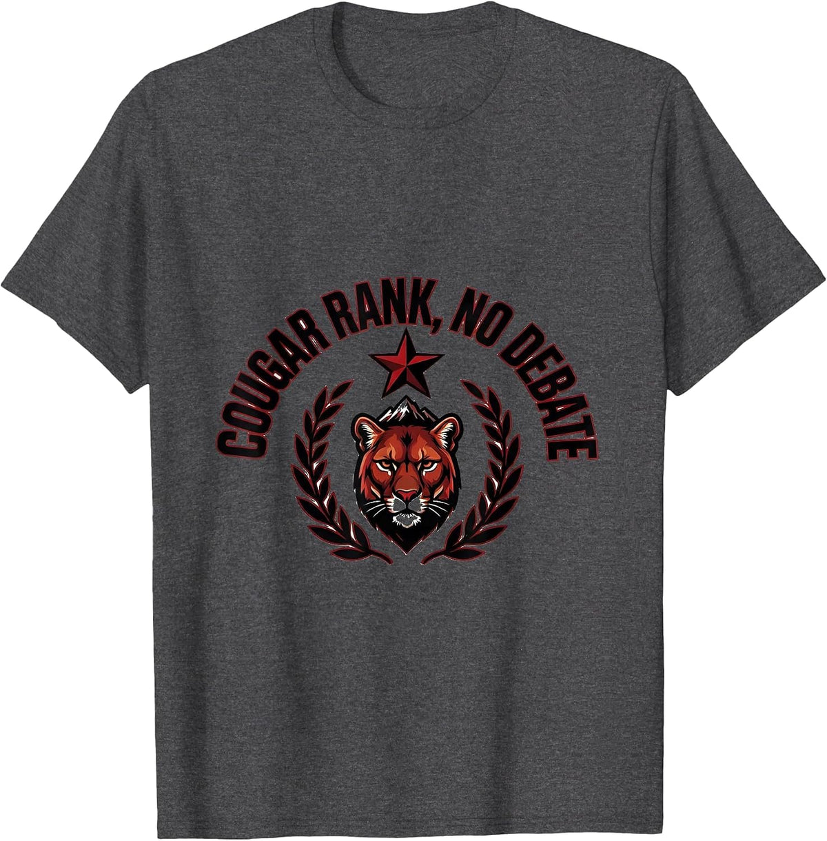 Men's Cougar Rank No Debate Funny Cougar Girlfriend Boyfriend T-Shirt - Dark Heather Grey