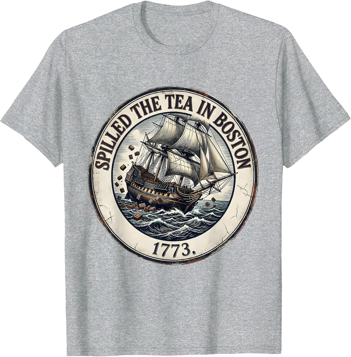 Men's Spilled The Tea In Boston, 1773 Funny History Teacher 4th T-Shirt - Heather Grey
