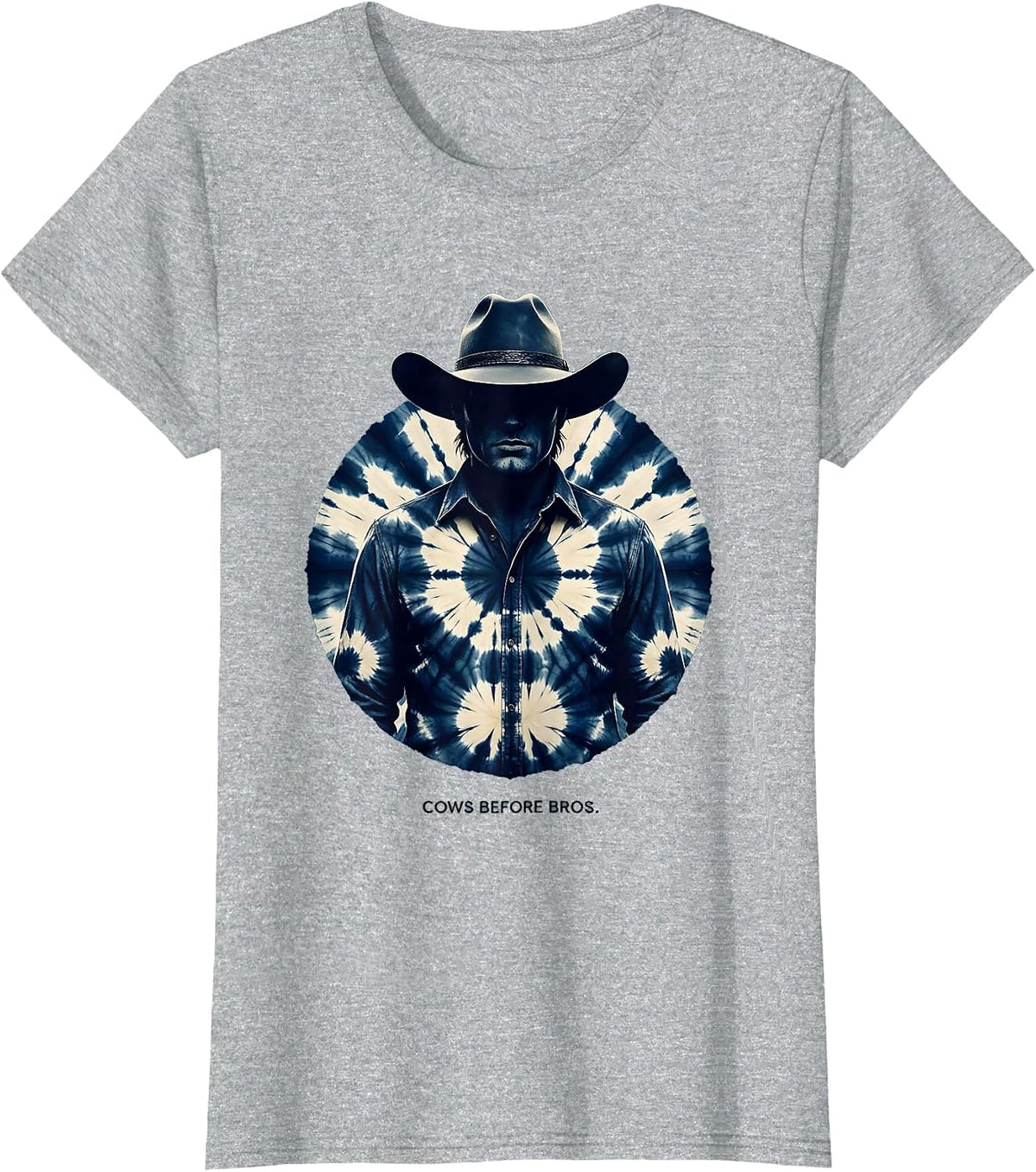 Women's Cows Before Bros Funny Cow Lover Design T-Shirt - Heather Grey