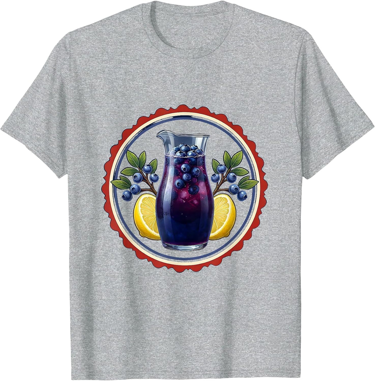 Men's Red White and Blueberries Lemonade Pitcher Graphic T-Shirt - Heather Grey