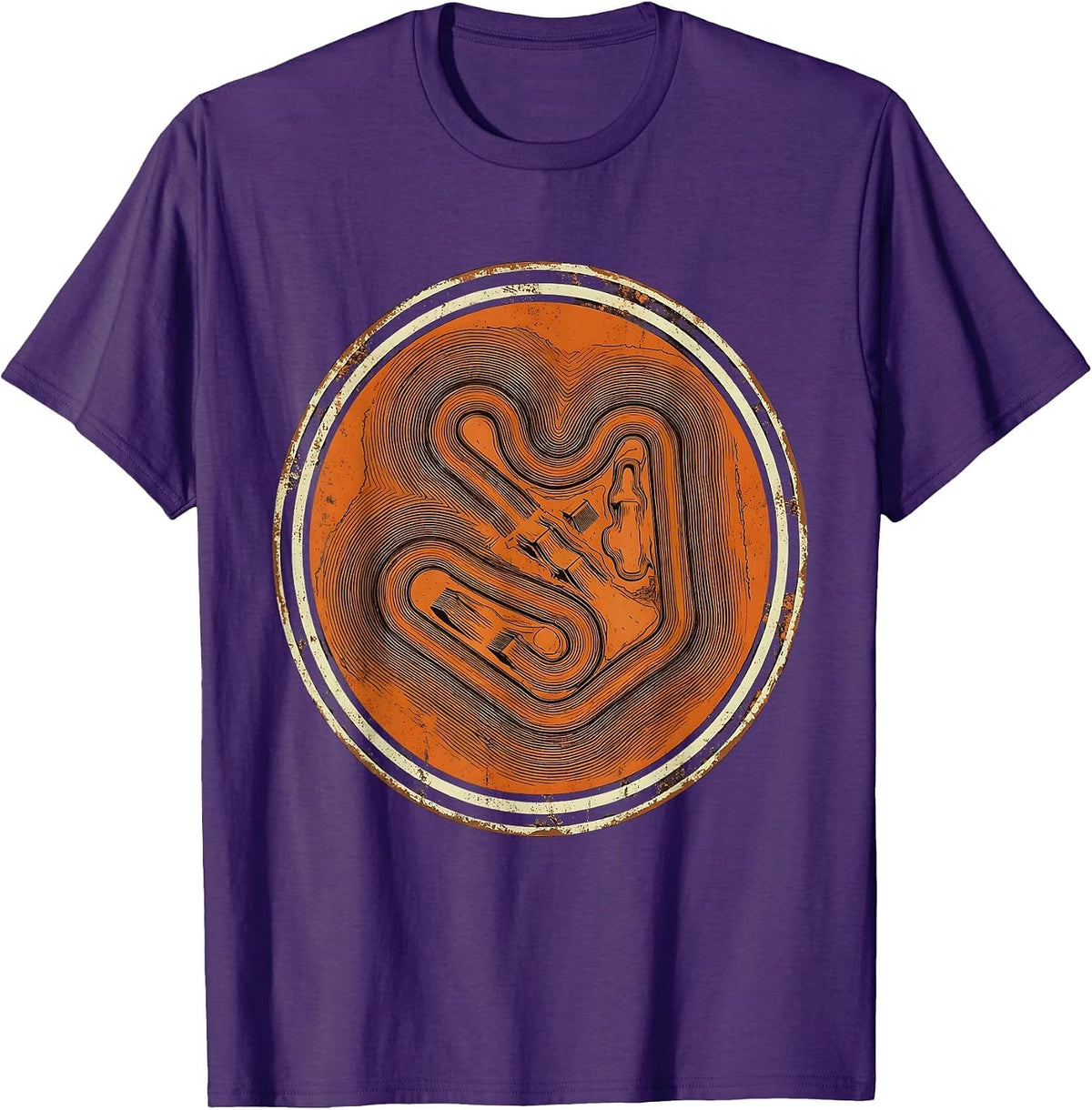 Aerial Dirt Bike Track Graphic Tee T-Shirt - Purple