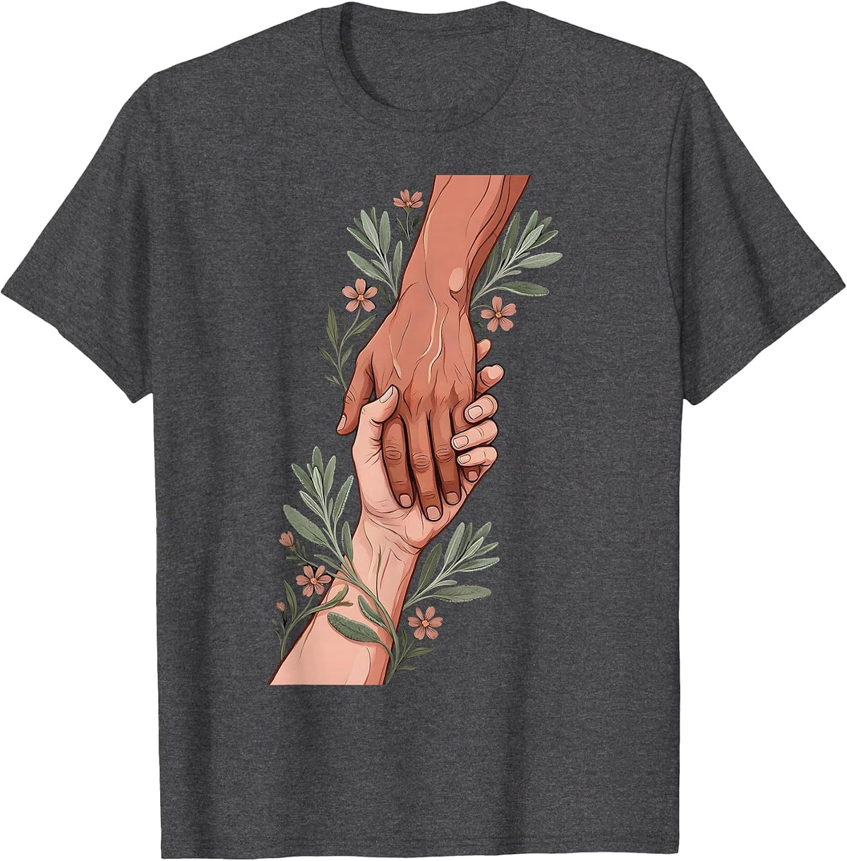 Men's Social Worker Helping Hand Graphic Design T-Shirt - Dark Heather Grey