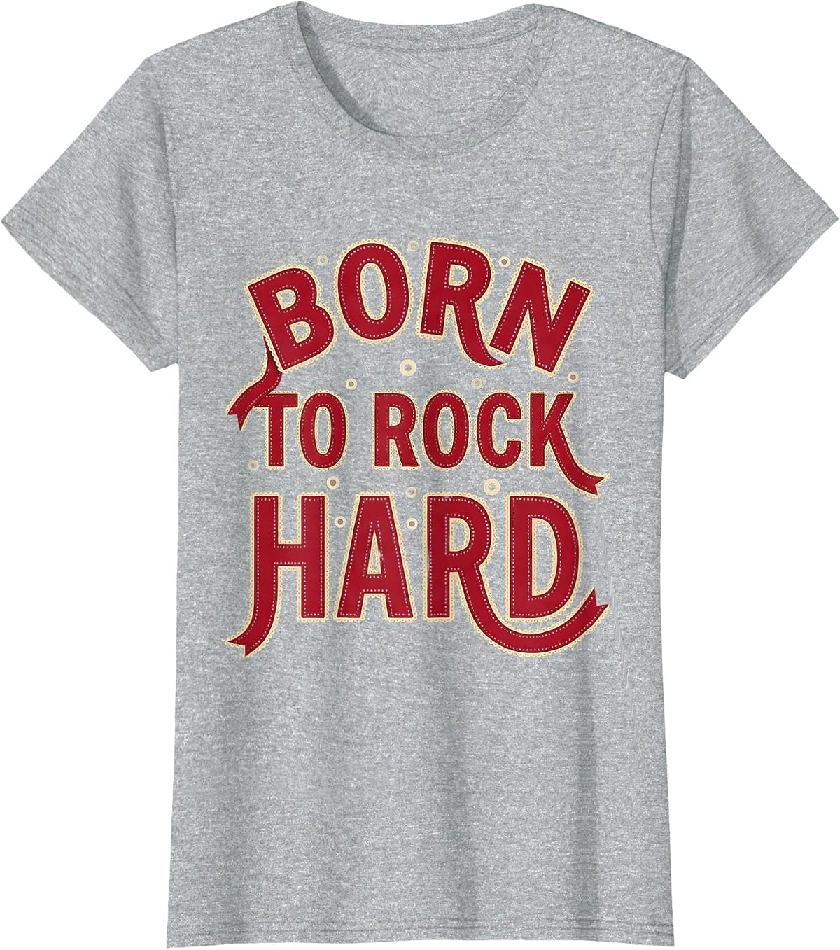 Women's Born to Rock Hard Rock Band Graphic Design T-Shirt - Heather Grey