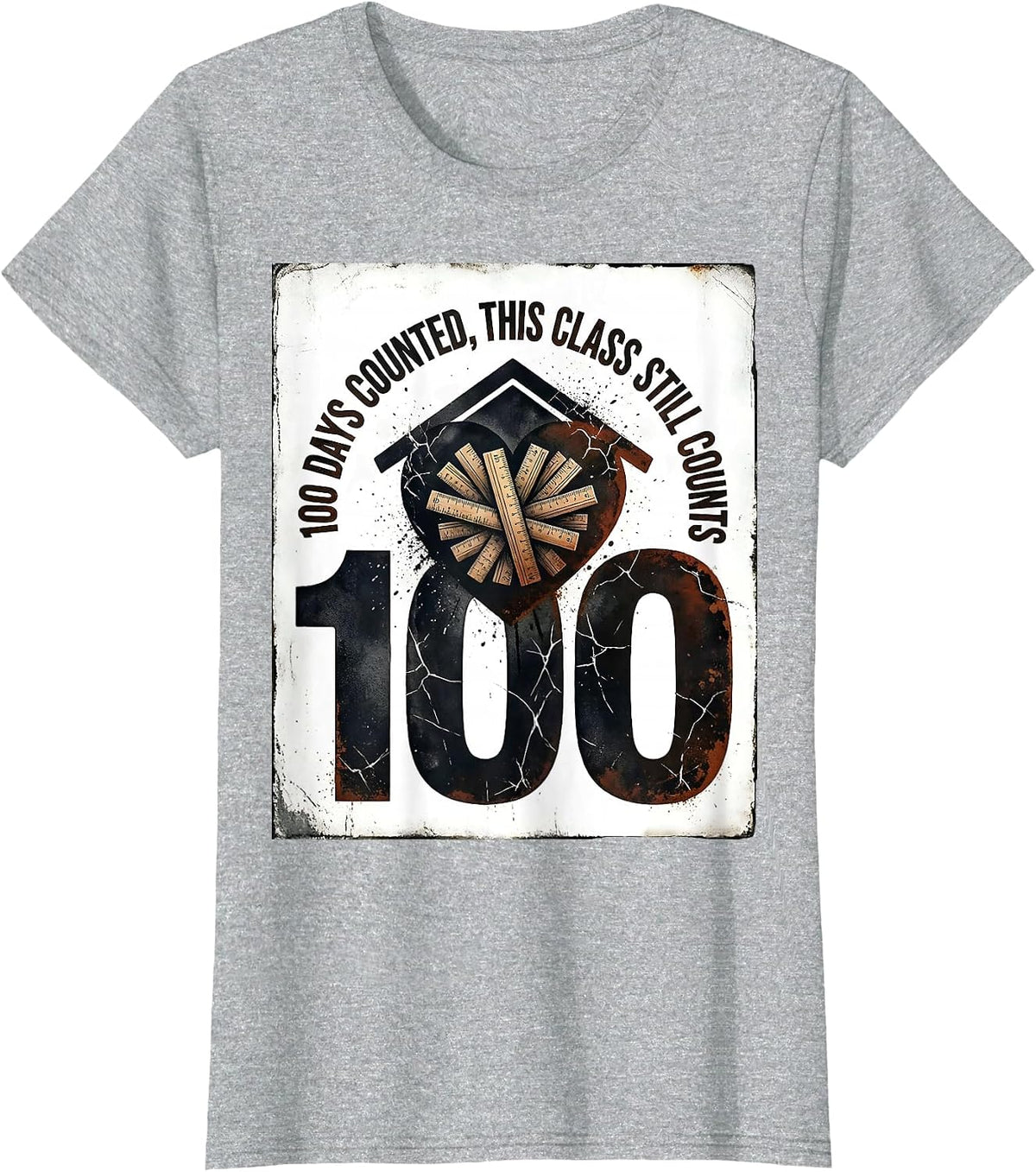 100 Days Counted, This Class Still Counts Teacher T-Shirt - Heather Grey