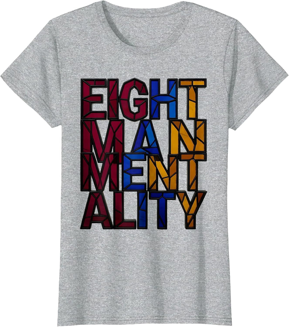 Eight Man Mentality Rugby Graphic Design T-Shirt - Heather Grey