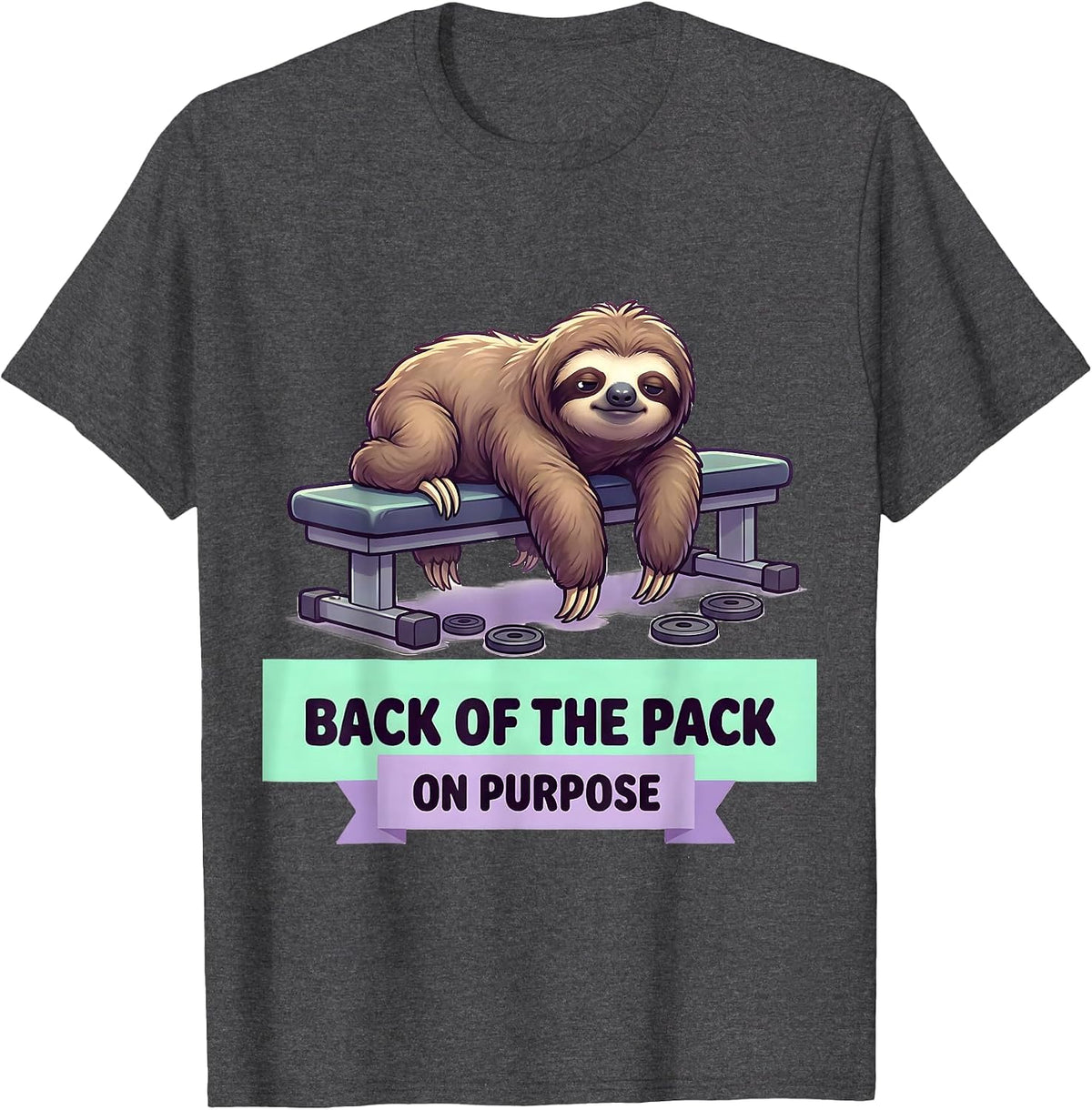 Men's Back Of The Pack On Purpose Cute Kawaii Sloth Lover Humor T-Shirt - Dark Heather Grey