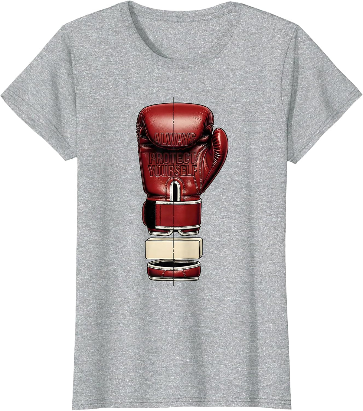 Always Protect Yourself Boxing Graphic Design T-Shirt - Heather Grey