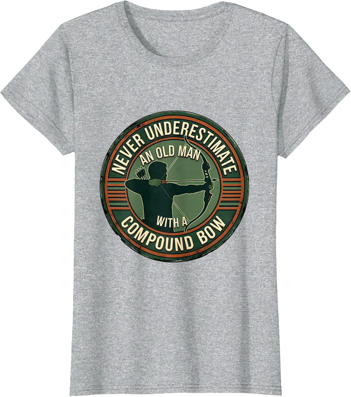 Women's Never Underestimate An Old Man With A Compound Bow Vintage T-Shirt - Heather Grey