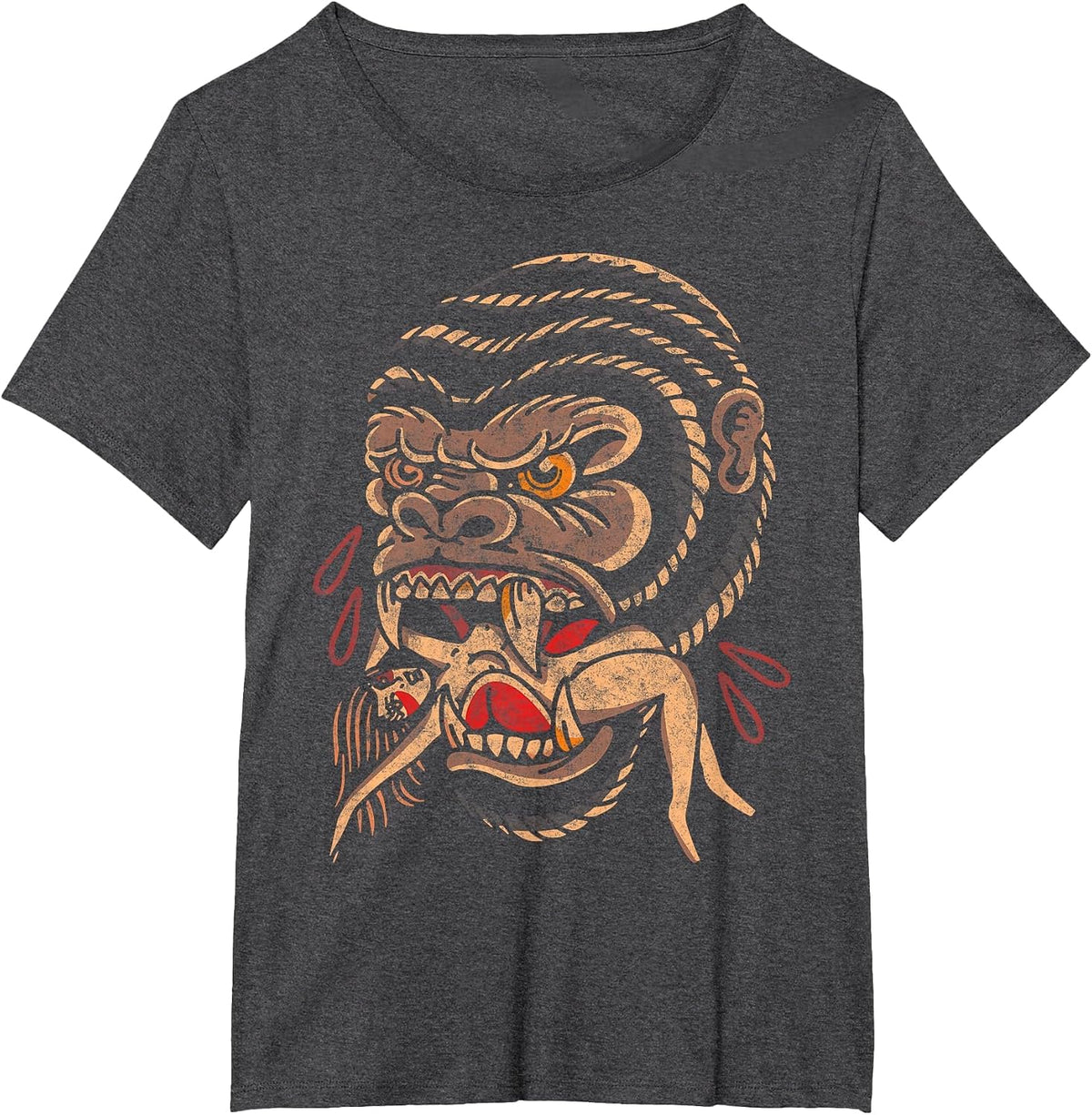 Gorilla American Traditional Old School Tattoo Ink Artist T-Shirt - Dark Heather Grey