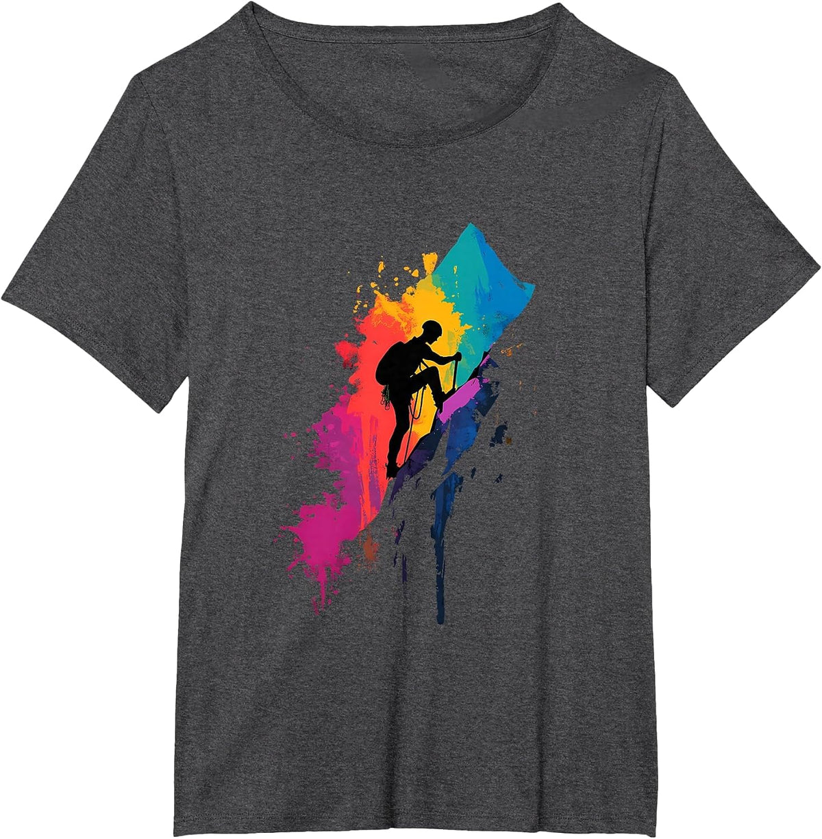 Colorful Mountaineering Climber Climbing Hiking Mountain T-Shirt - Dark Heather Grey